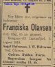 da_Olavsen, Franciska 1853-1919